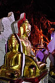 Inle Lake Myanmar. Pindaya, the famous Shwe Oo Min pagoda, a natural cave filled with thousands of gilded Buddha statues.